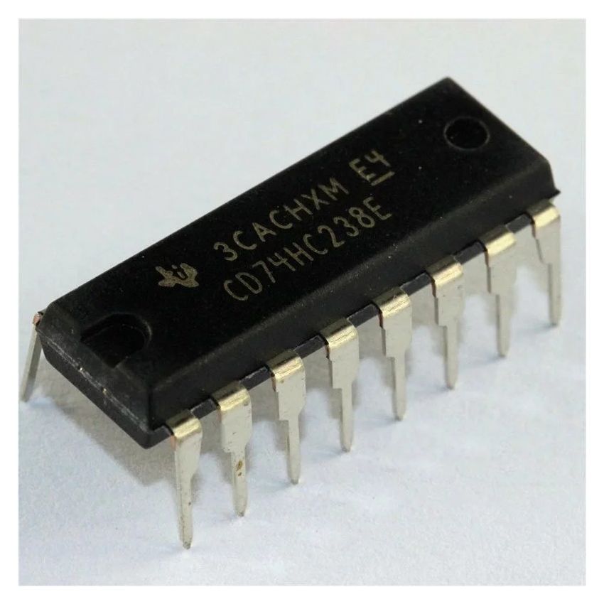 CD74HC238E, 3-to-8 Line Decoder with Active-High Outputs, DIP-16