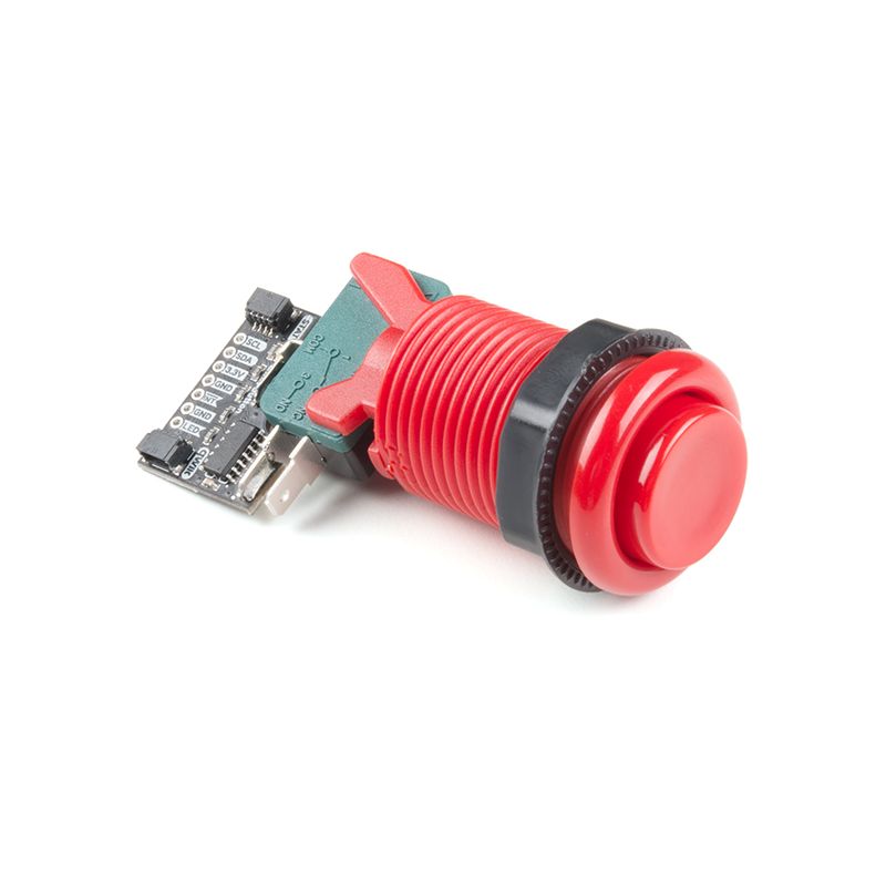SPX-15591 ,Qwiic Arcade - Red – I²C Interface, Clicky Arcade Button