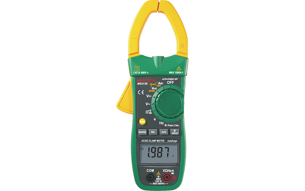 MS2138 Digital AC/DC Clamp Meter, 1000A/600V, True RMS, 4000 Counts