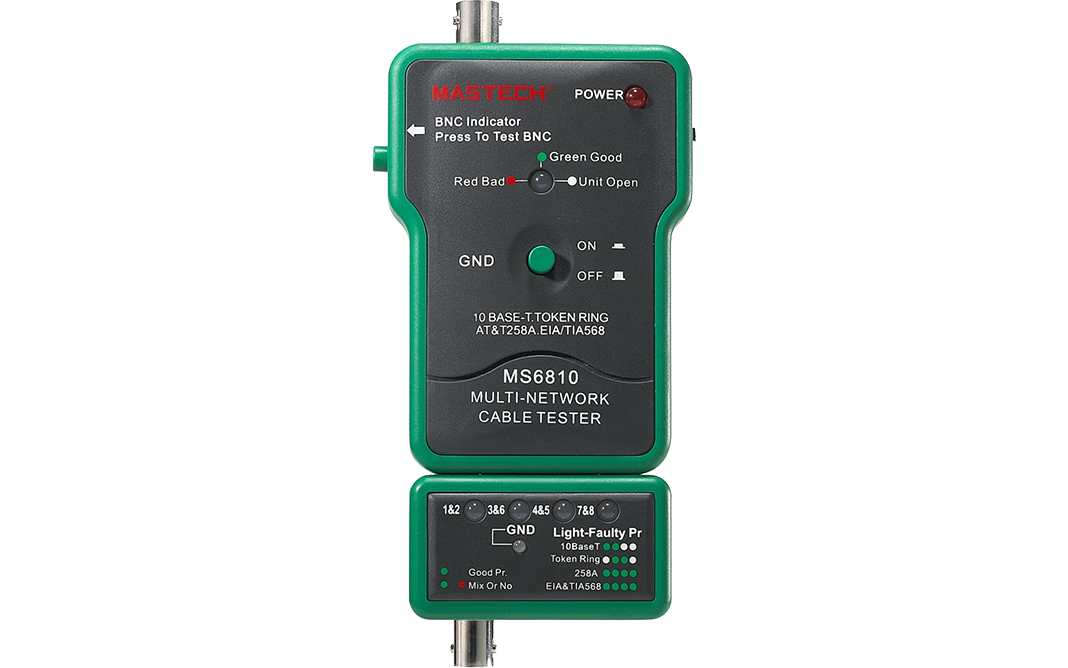 MS6810, Network Cable Tester, Tests RJ45 and BNC Cables, Identifies Wiring Faults​