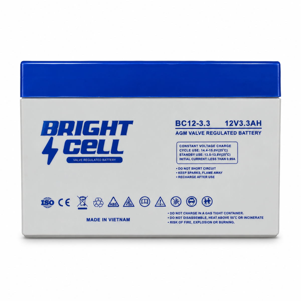 Bright Cell BC12‑3.3 12V 3.3Ah SLA (Sealed Lead‑Acid) Rechargeable Battery