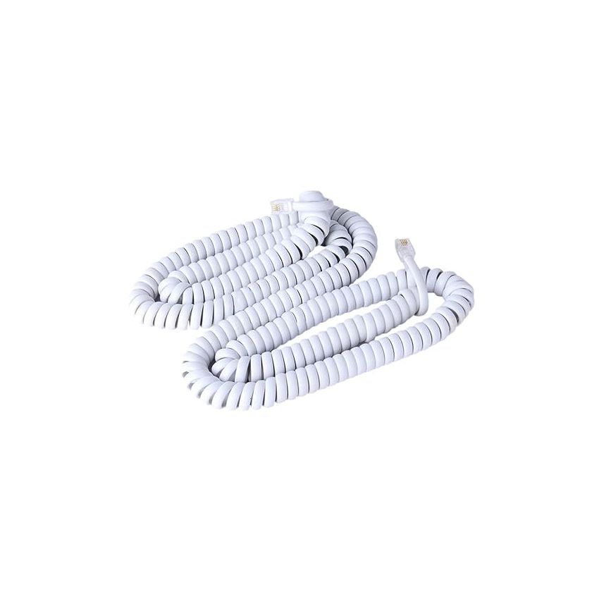 Stackfine, 2c telephone cord, white, 25ft, coiled