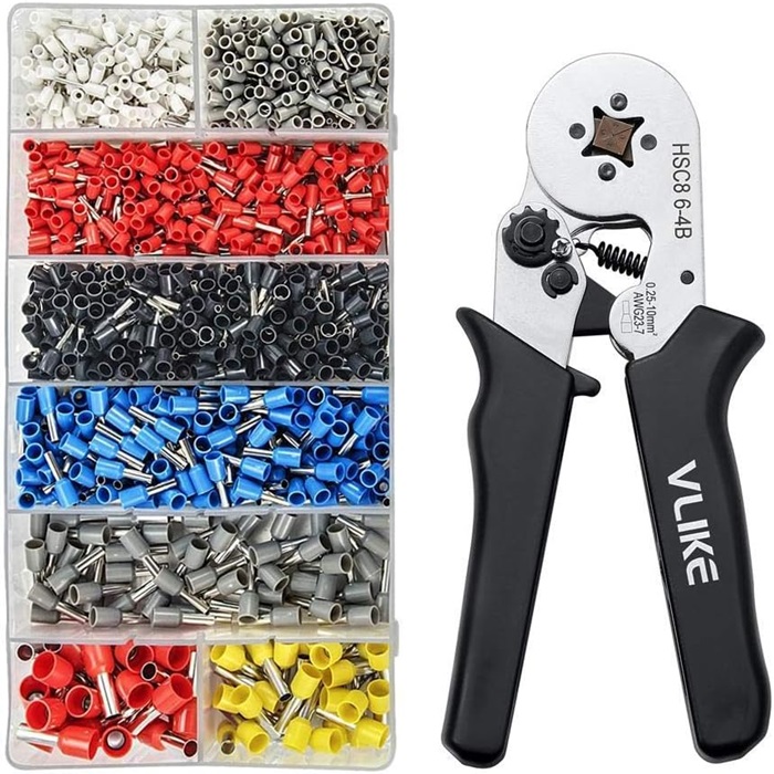 Ferrule Crimping Tool Kit,ID4,4 x OD6,3x20L,1200 Ferrules