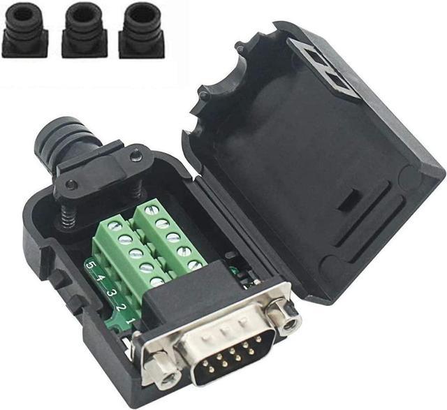 DB9 RS232 D-Sub Male Connector, Terminal Block, Breakout Board, 9-Pin