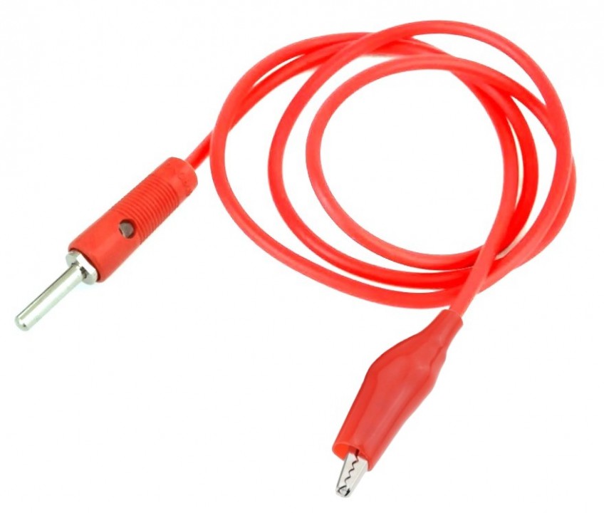 BANANA TO CROCODILE CABLE,1M,RED