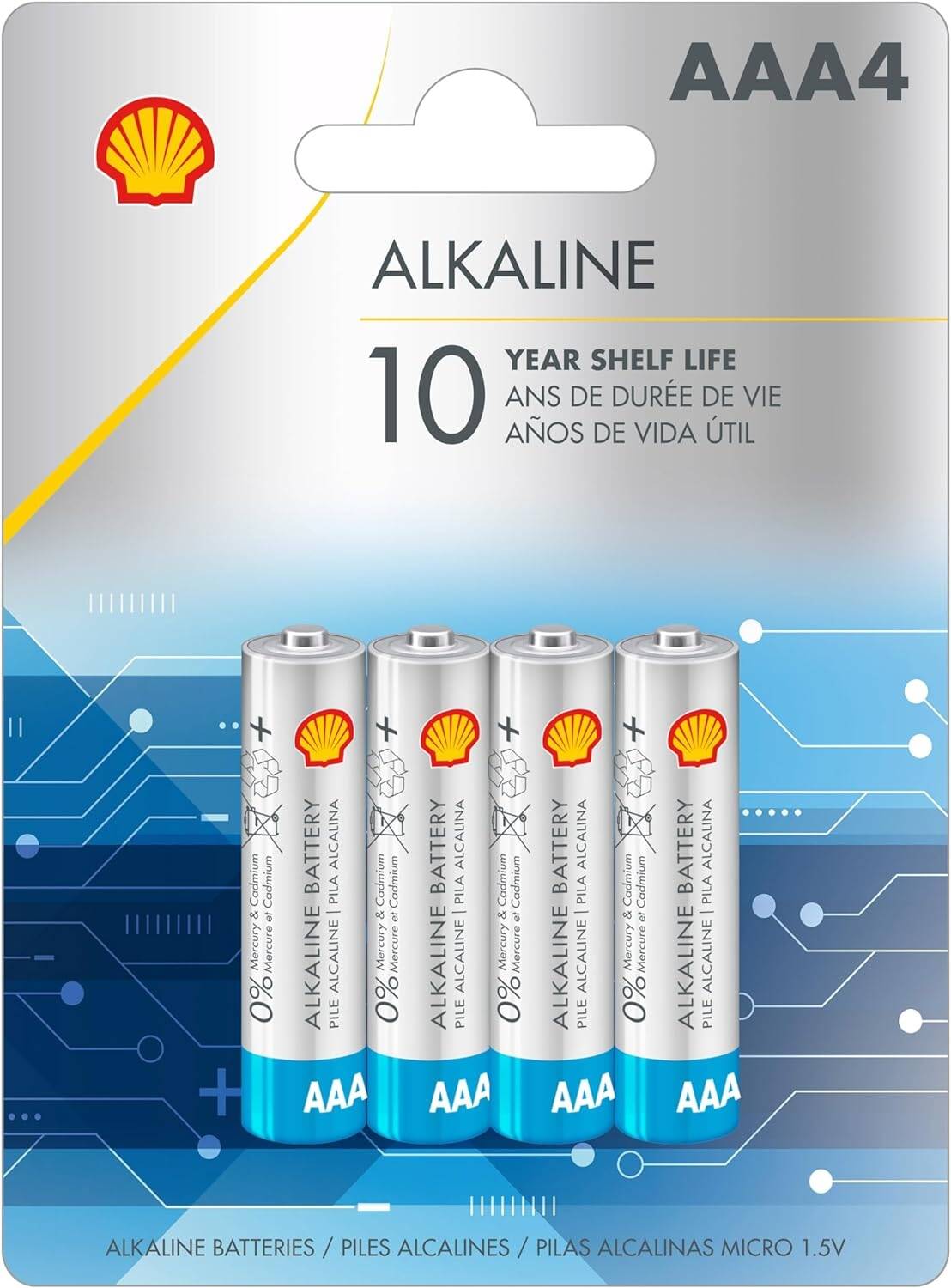 LR03-BP4 AAA 1.5V Alkaline Batteries, 1200mAh Capacity, Pack of 4