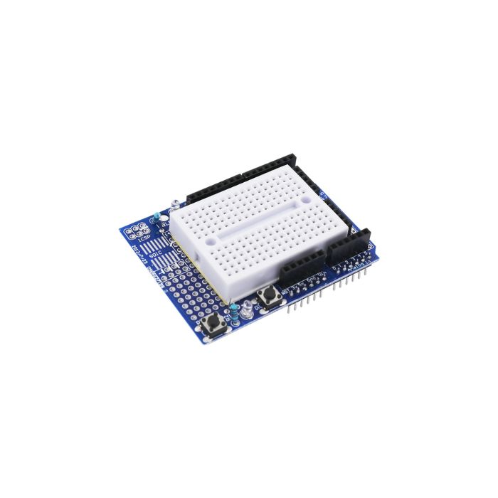 Prototype Shield V5, Breadboard Included, Solderable Area for Arduino Projects