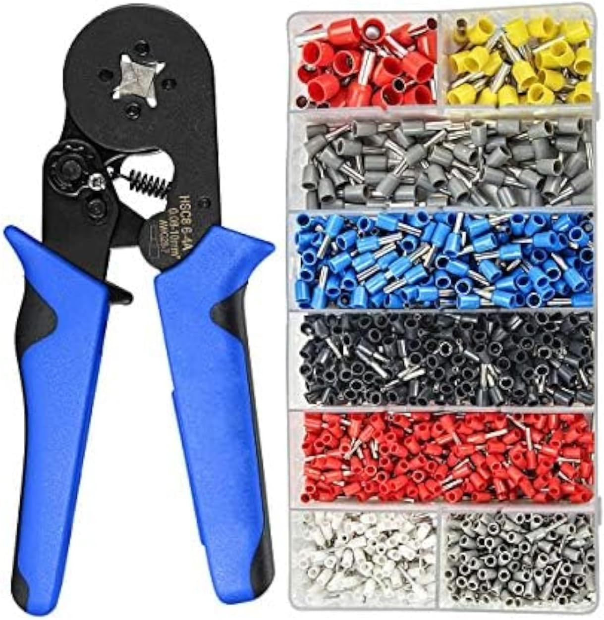 Ferrule Crimping Tool Kit Crimper Plier with 1200pcs Insulated Wire Ferrules 28 to 7 AWG 00810mm²