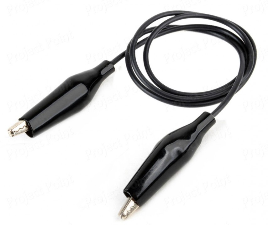 CROCODILETOCROCODILECABLE1MBLACK Jumper Cable Crocodile Alligator Clip to Clip 1 Meter Long PVC Insulated
