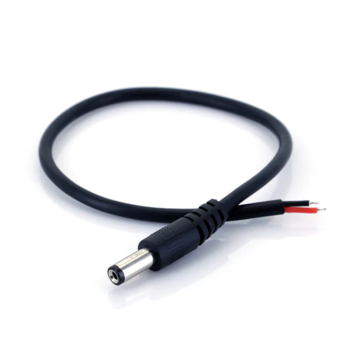 DC Power Connector Male Plug with 20cm Wire Lead 2.1mm x 5.5mm Barrel