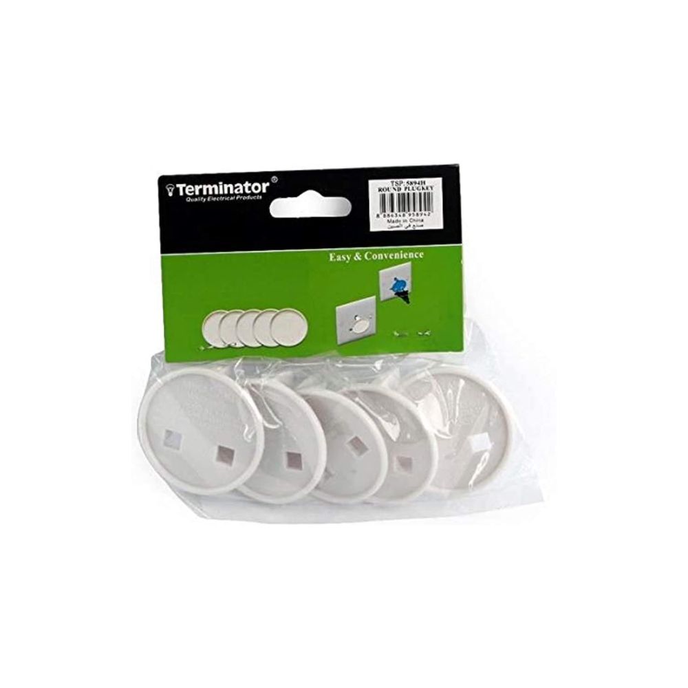 TSP-5894H,Safety Plug Round Key Childproof Electrical Outlet Covers, Pack of 6, White