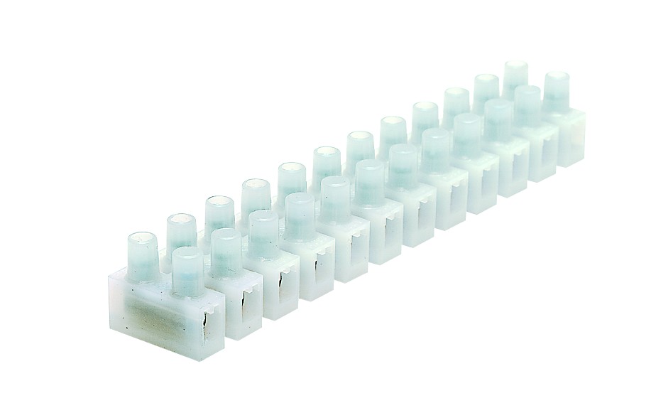 TERMINAL BLOCK 15MM 20A, 12-Way Screw Strip Connector, Modular Insulated Polycarbonate