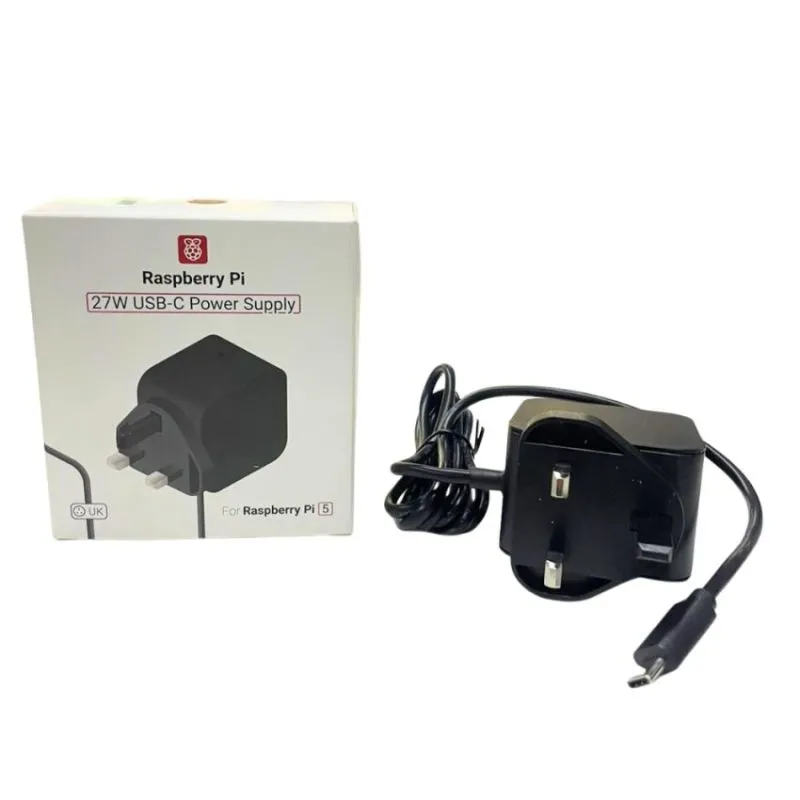SC1158, Raspberry Pi 27W USB-C Power Supply Black, UK (Type G)