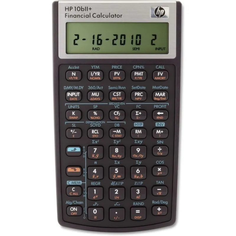 HP 10bII Plus Financial Calculator Business Math Stats Algebra LCD Display
