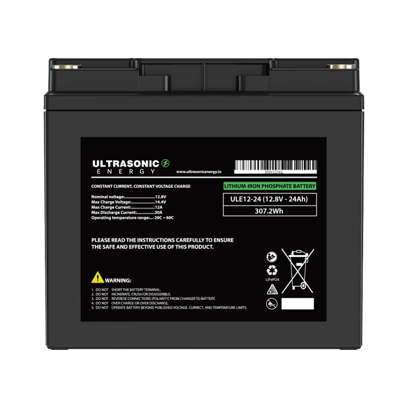 Ultrasonic Energy ULE12-24 12.8V 24Ah LiFePO4 Lithium Iron Phosphate Rechargeable Battery - 307.2Wh