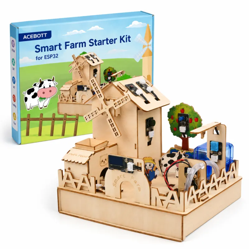 ACEBOTT QE002 ESP32 Smart Farm IoT Starter Kit with Wooden Farm House