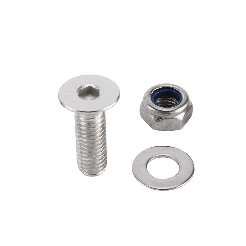 Stainless Steel M5 Countersunk Bolt, 5mm x 20mm with Washer and Nylon Locknut