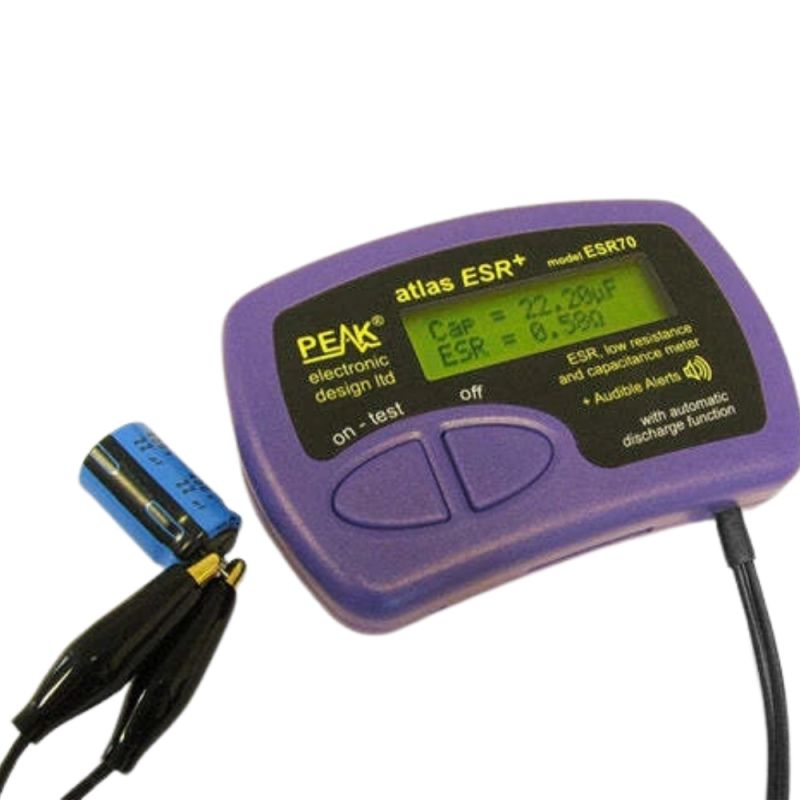ESR70 Atlas ESR+ Capacitor Tester – 0.00–40Ω ESR, 1µF–22,000µF Capacitance