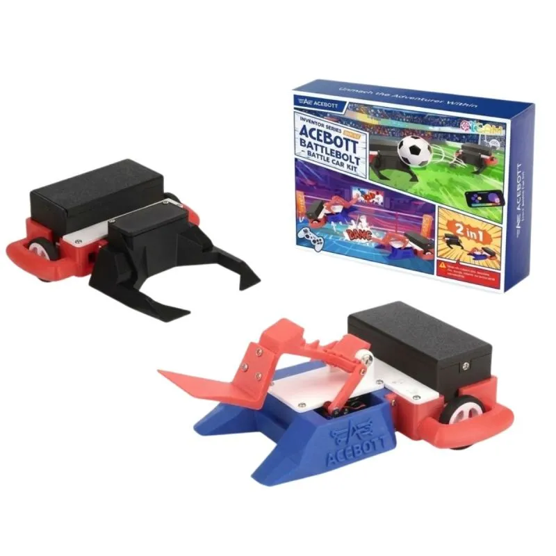ACEBOTT QD028 2-in-1 Football & Battle Car Robotics Kit for Kids (8+), ESP32 Programmable STEM Robot with App & Gamepad Control, DIY Coding & Engineering Learning Kit