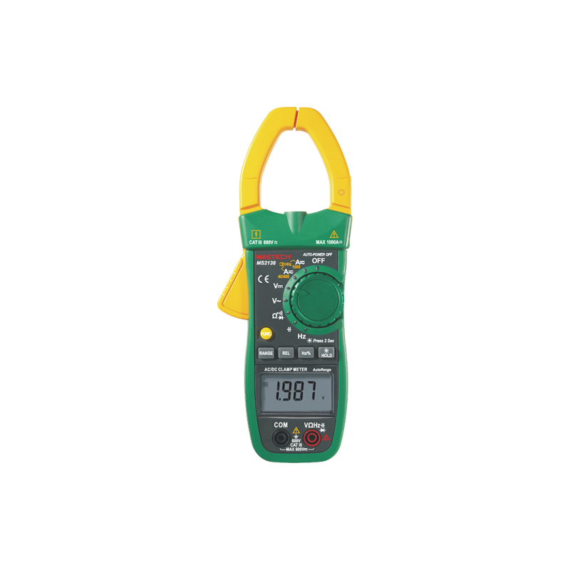 MS2138 Digital AC/DC Clamp Meter, 1000A/600V, True RMS, 4000 Counts