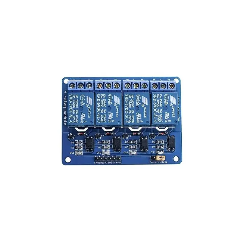 4-Channel Relay Module 5VDC, Relay Board for Arduino, Raspberry Pi, and Microcontroller Projects