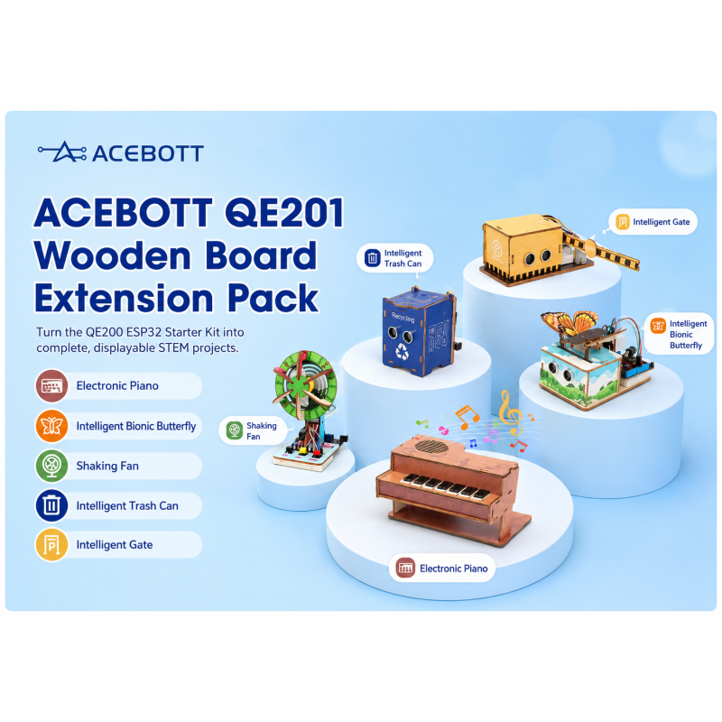 ACEBOTT QE201 Wooden Board Extension Pack for QE200 ESP32 Basic Starter Kit