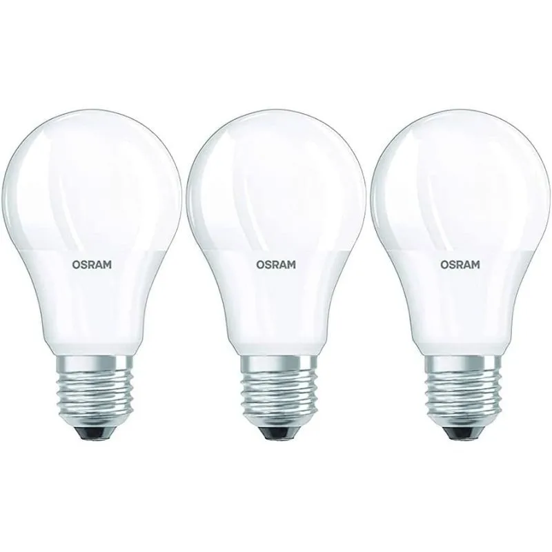 Osram LED Lamp/E27 Base/Warm White (2700 K)/Replaces 60 W Incandescent Bulbs/8.50 W/Frosted/LED Base Classic A (Pack of 3)