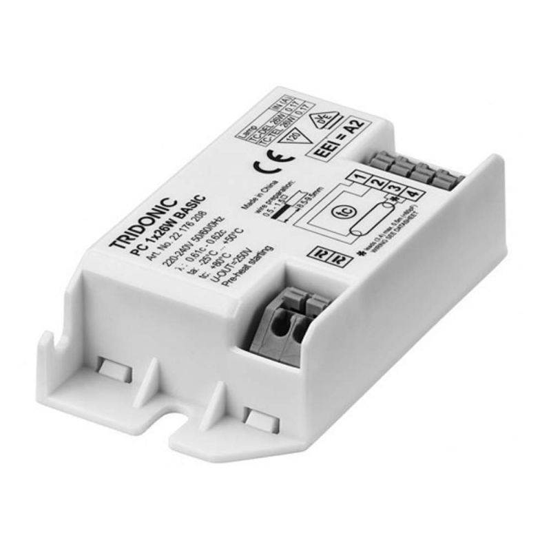 TRIDONIC DIGITAL HIGH FREQUENCY SQUARE FLUORESCENT BALLAST - RUNS 28W 2D OR COMPACT PL 26W - 22176208