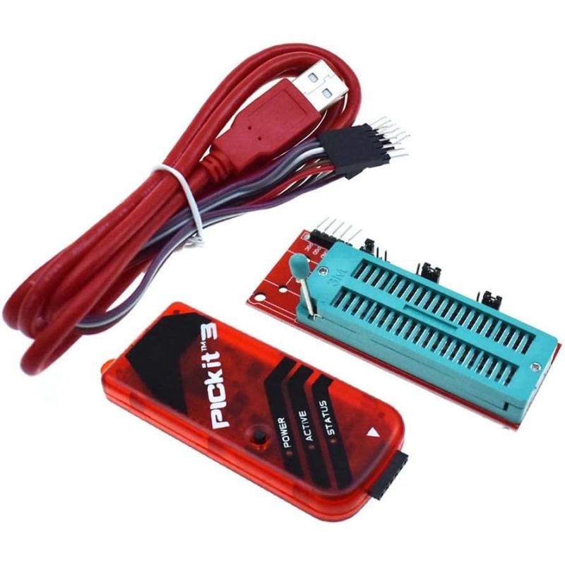 PICKit 3 Programmer with ZIF Socket Adapter, USB Interface, for PIC Microcontroller Programming