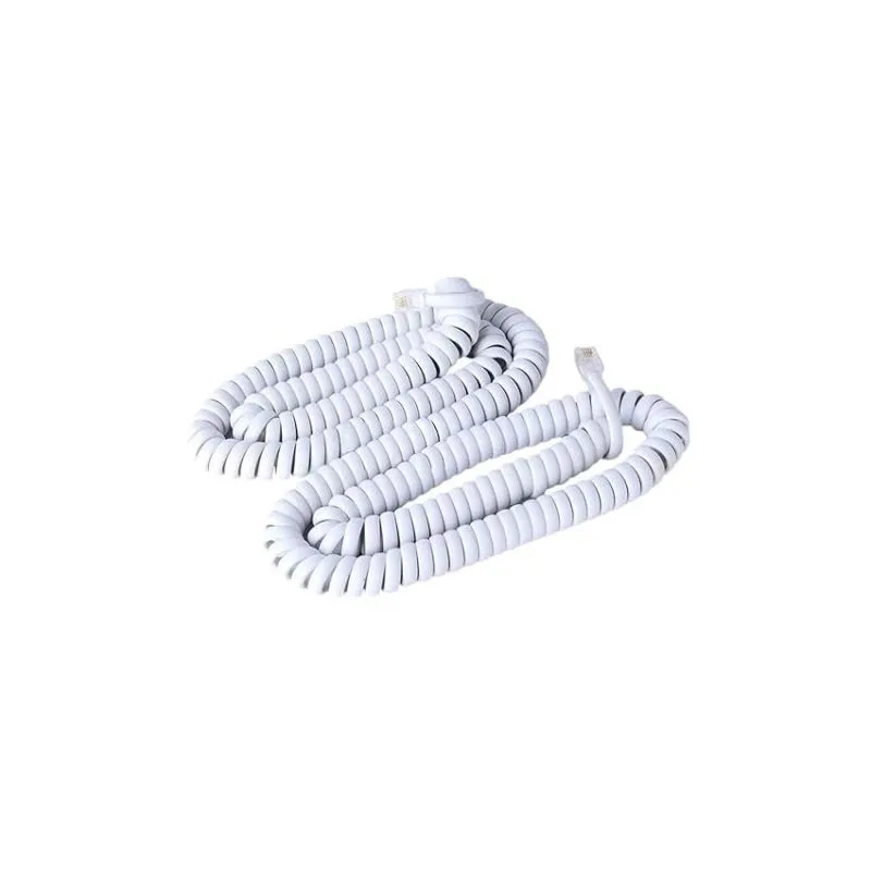 Stackfine, 2c telephone cord, white, 25ft, coiled
