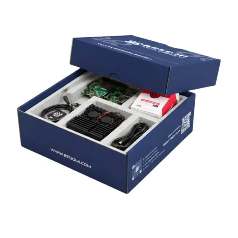 Raspberry Pi 4 Model B Starter Kit, 4GB RAM + 32GB microSD + Dual-Fan Aluminum Case, Power Supply, HDMI & Network Cable