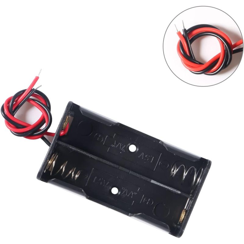 2-Way AA Battery Holder, Wired Connection for 1.5V Batteries