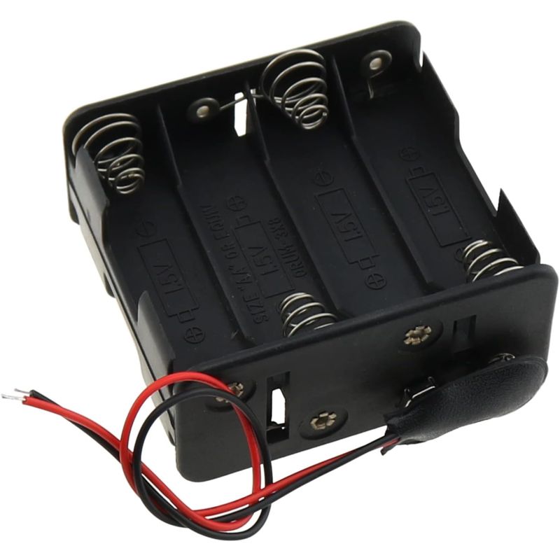 8-Way AA Battery Holder (Box Type), Wired Connection for 1.5V Batteries