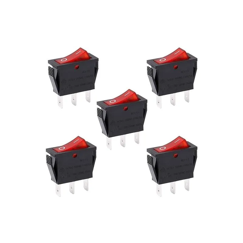 RK1-12-HS Heschen Rocker Switch ON-OFF SPST 3 Terminals Red Light 16A 250VAC