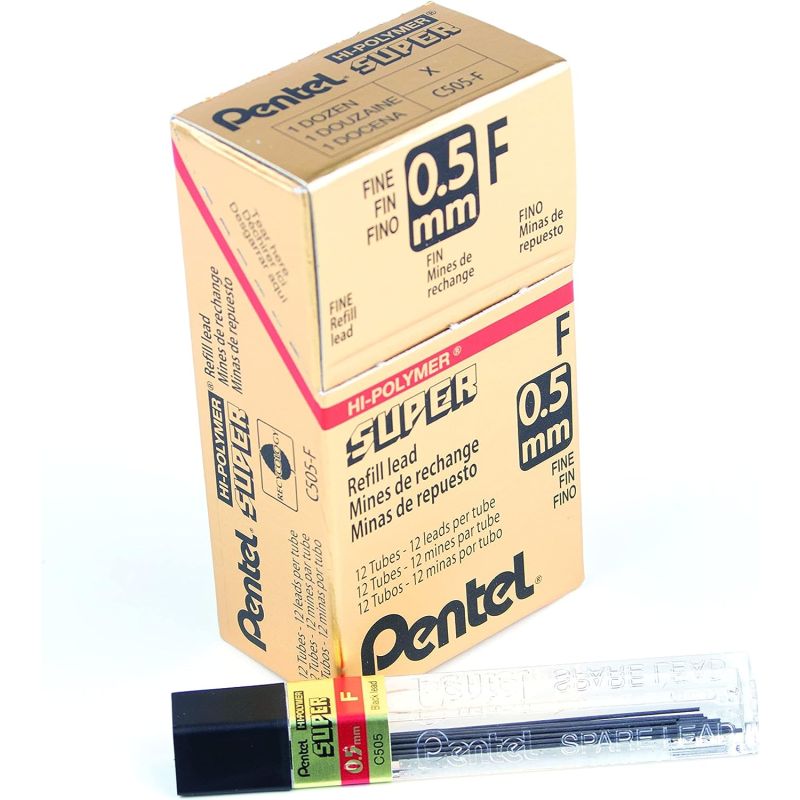 Pentel Super Hi-Polymer Refill, 0.5mm, Fine, F, (C505-F)