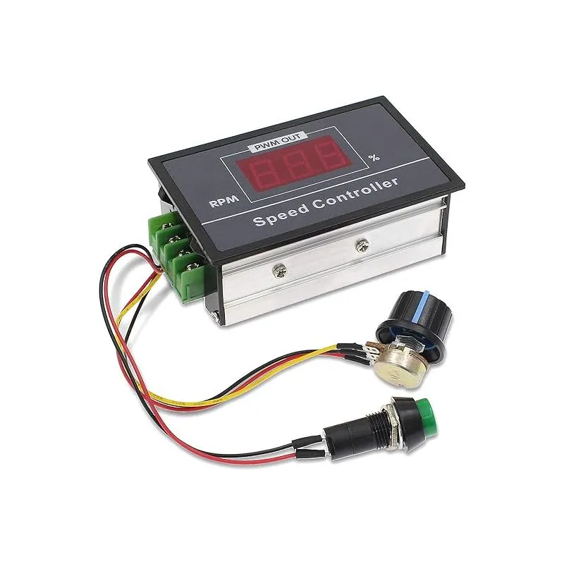 PWM DC Motor Speed Controller DC6-60V 6V/ 9V/ 12V/ 18V/ 24V/ 36V/ 48V/ 30A, PWM DC Motor Stepless Speed Regulation Start Stop Switch with Digital Display