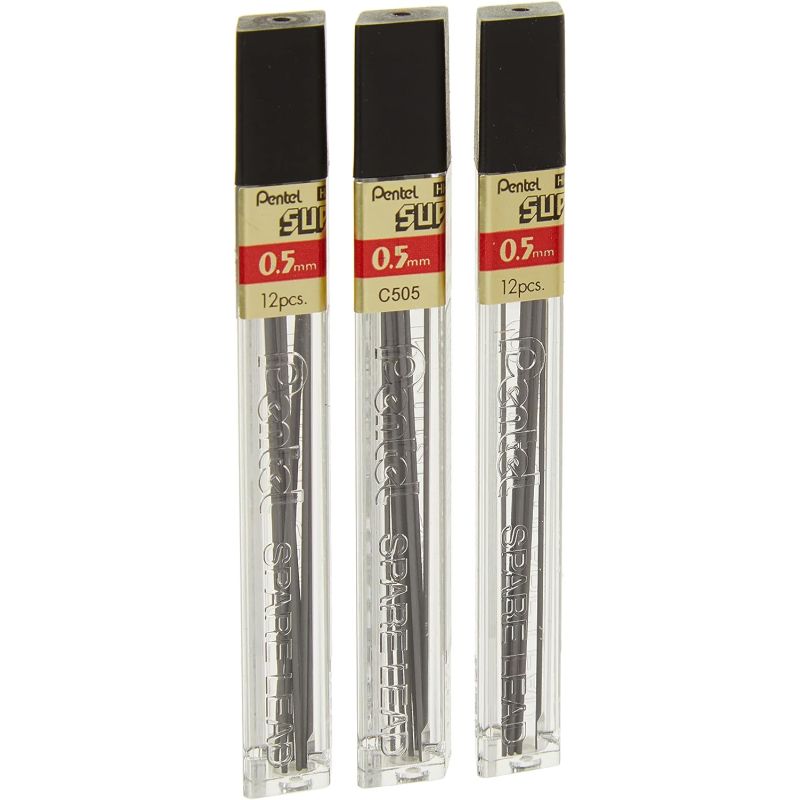 Pentel Super Hi-Polymer Lead Refill, 0.5mm, Fine, 4B, (C505-4B)