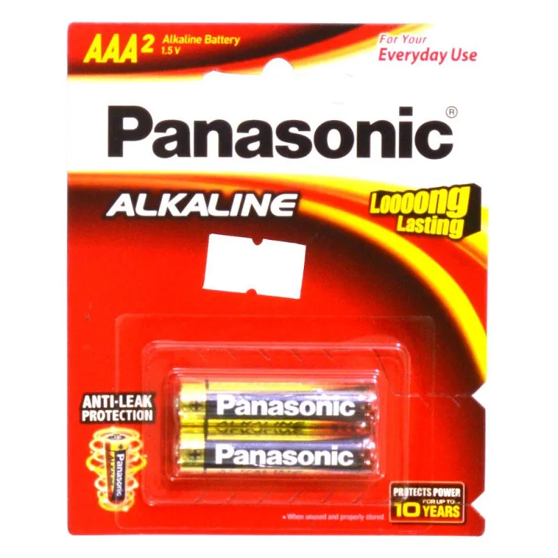 Panasonic Alkaline AAA Batteries 1.5V – 2pcs Blister Pack, Original High-Reliability Power for Everyday Electronics