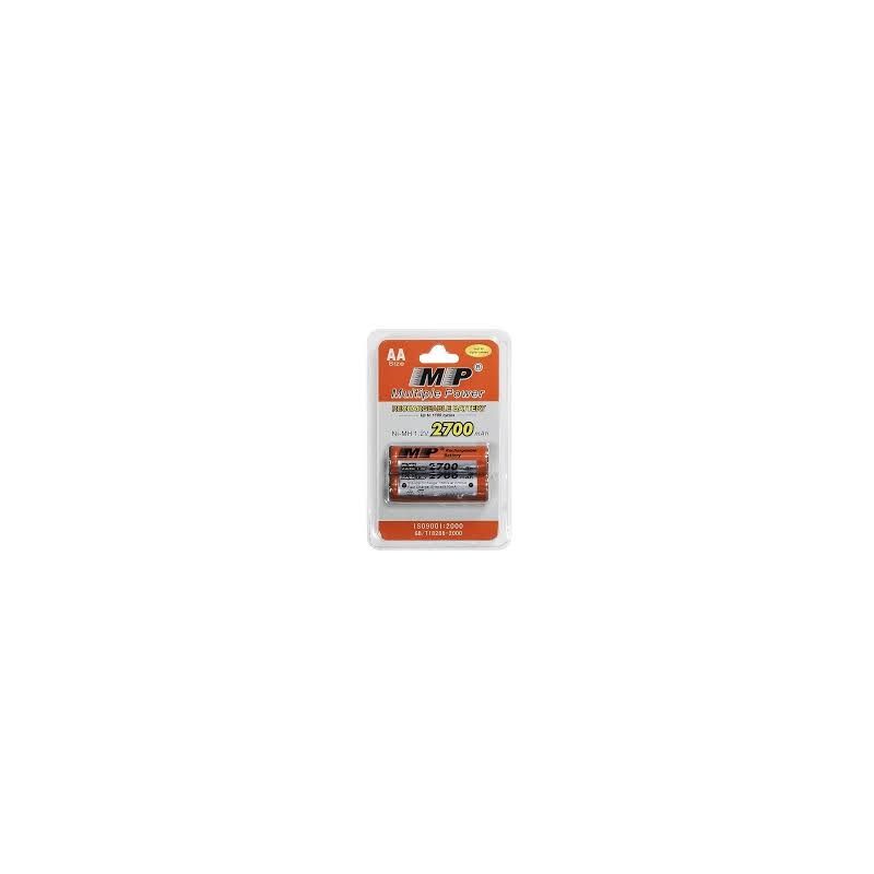 MP AA Rechargeable Batteries, 1.2V 2700 mAh Ni-MH, High-Capacity – Pack of 2