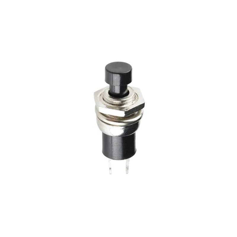 COM-11996, Momentary Button - Panel Mount (Black), 3A, 250V AC