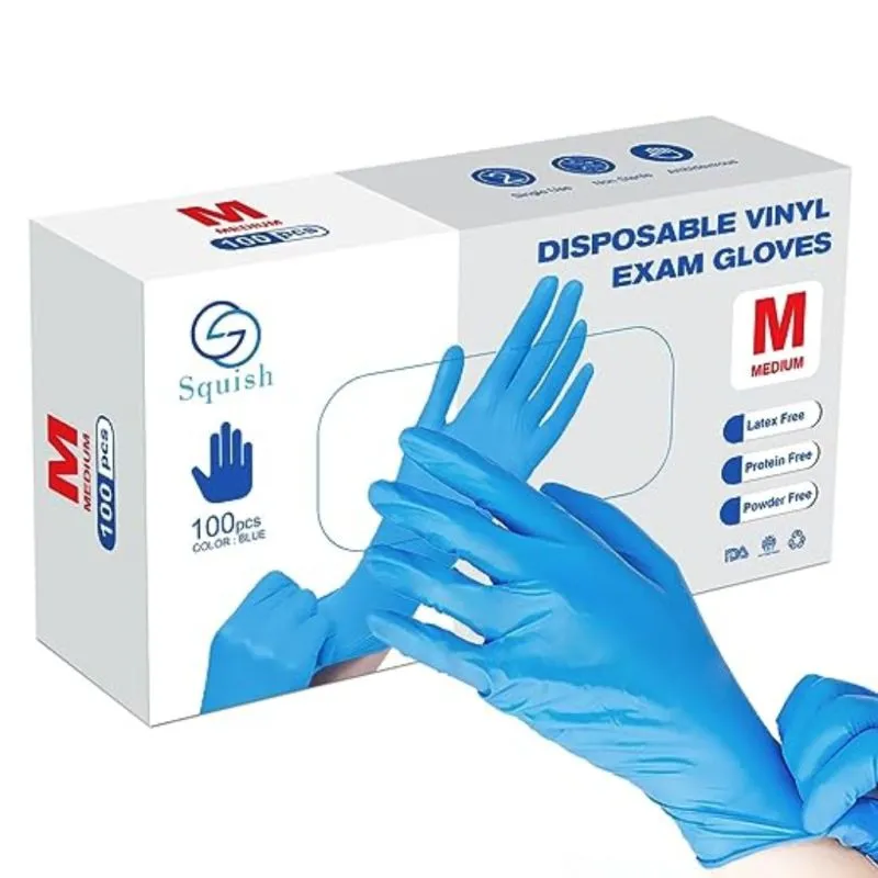 Disposable Gloves,100 Pieces, Latex-Free,Vinyl Powder