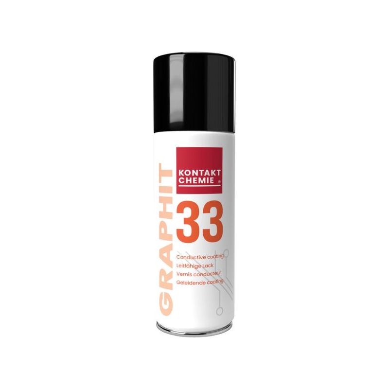 GRAPHIT 33 Conductive Graphite Lacquer by KONTAKT CHEMIE – 200 ML Aerosol, Thermoplastic Binder, High Conductivity for ESD Protection