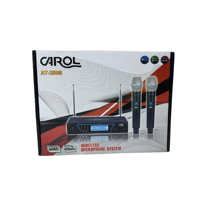 CAROL AT-2800 VHF Wireless Microphone - Dual Handheld, Crystal Oscillation, Long-Range, High-Fidelity Sound for Performances and Events