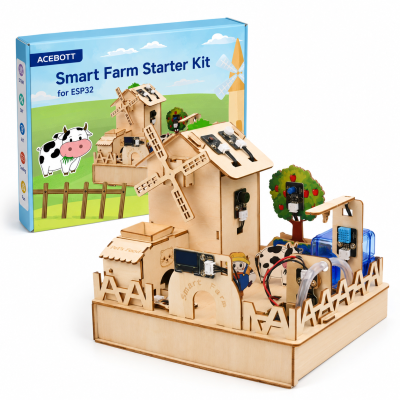 ACEBOTT QE002 ESP32 Smart Farm IoT Starter Kit with Wooden Farm House