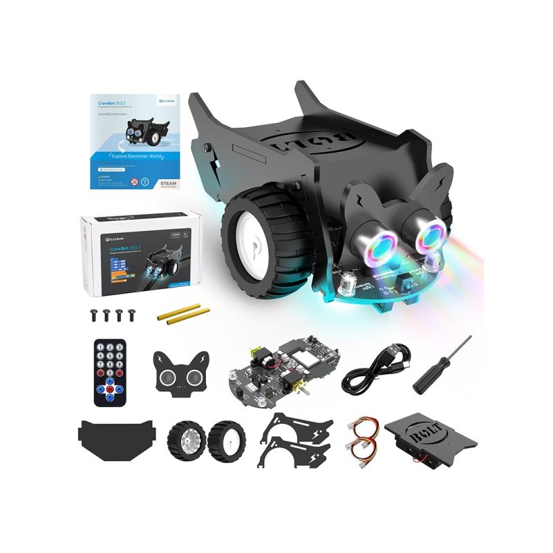 Crowbot Bolt – Programmable Smart Robot Car, AI & Obstacle Avoidance, STEM Robotics Kit