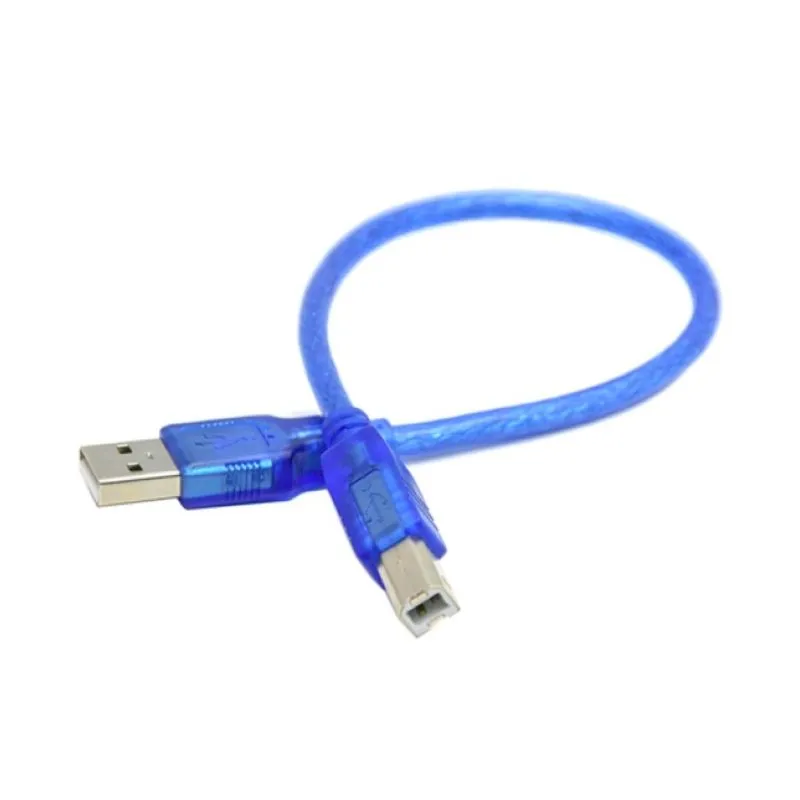 USB Cable for Arduino USB A to USB B 50cm High Speed Transparent Blue Cable 4STRNG