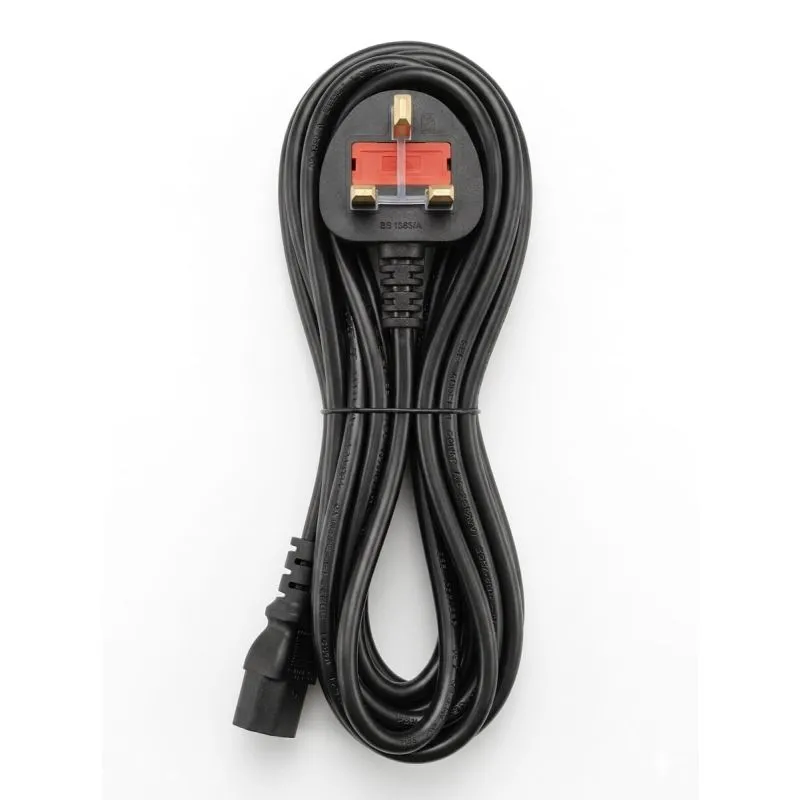 UK 3-Pin BS1363 to IEC C13 Power Cable – Black Mains Power Cord