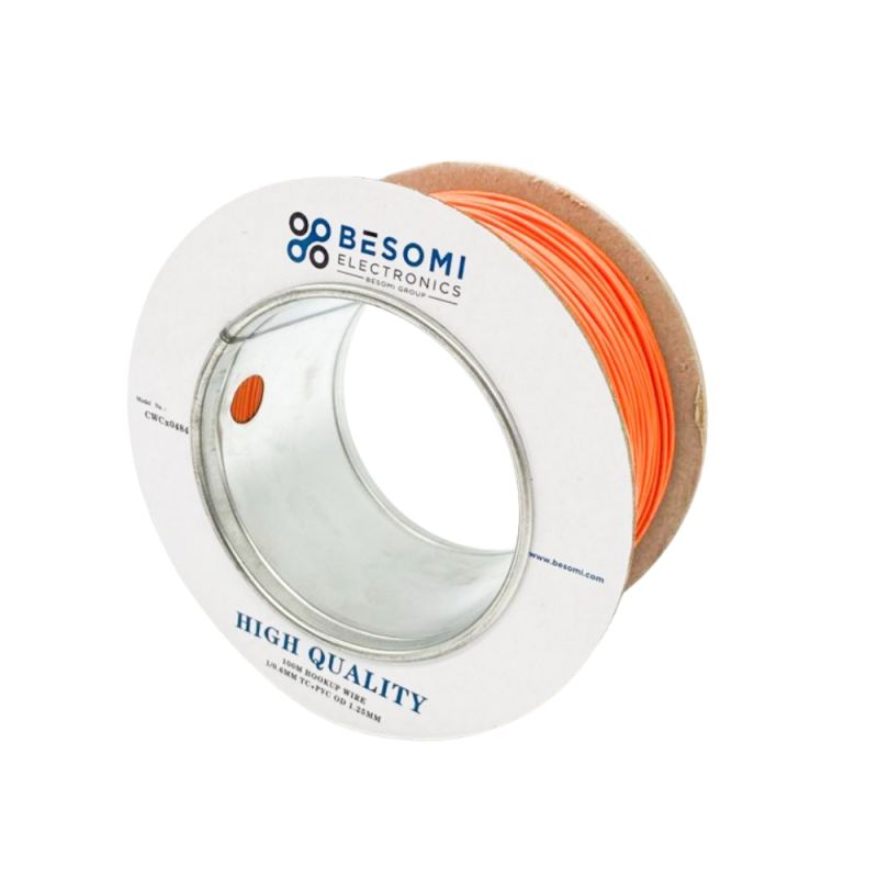 Besomi 1/0.6mm 100m Orange Hookup Wire - High Quality PVC Insulated