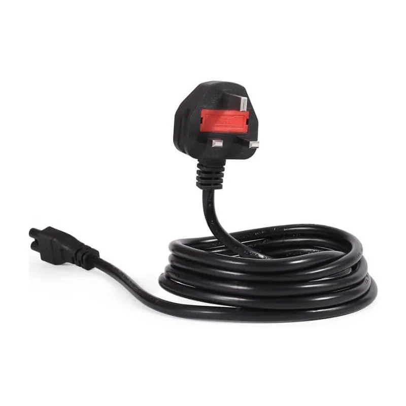 UK 3-Pin to Figure-8 IEC C7 Power Cable – Black Mains Power Cord