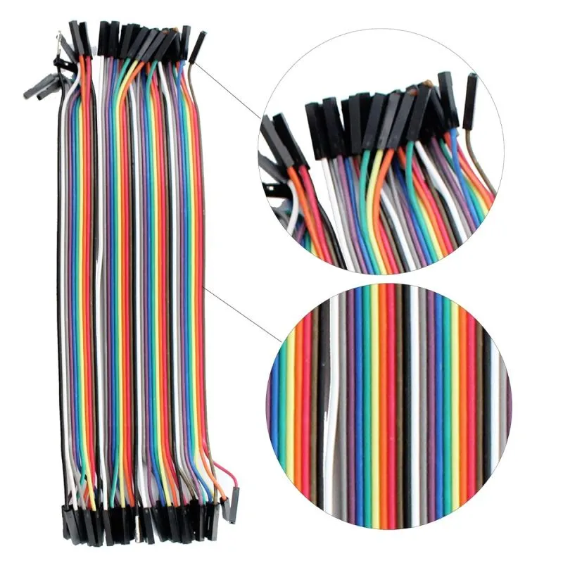 Female to Female Jumper Wires 20cm, Set of 40- Colorful and Durable for Electronics Projects